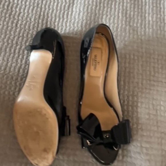 VALENTINO kitten heels black patent couture bow D'orsay - Picture 3 of 7